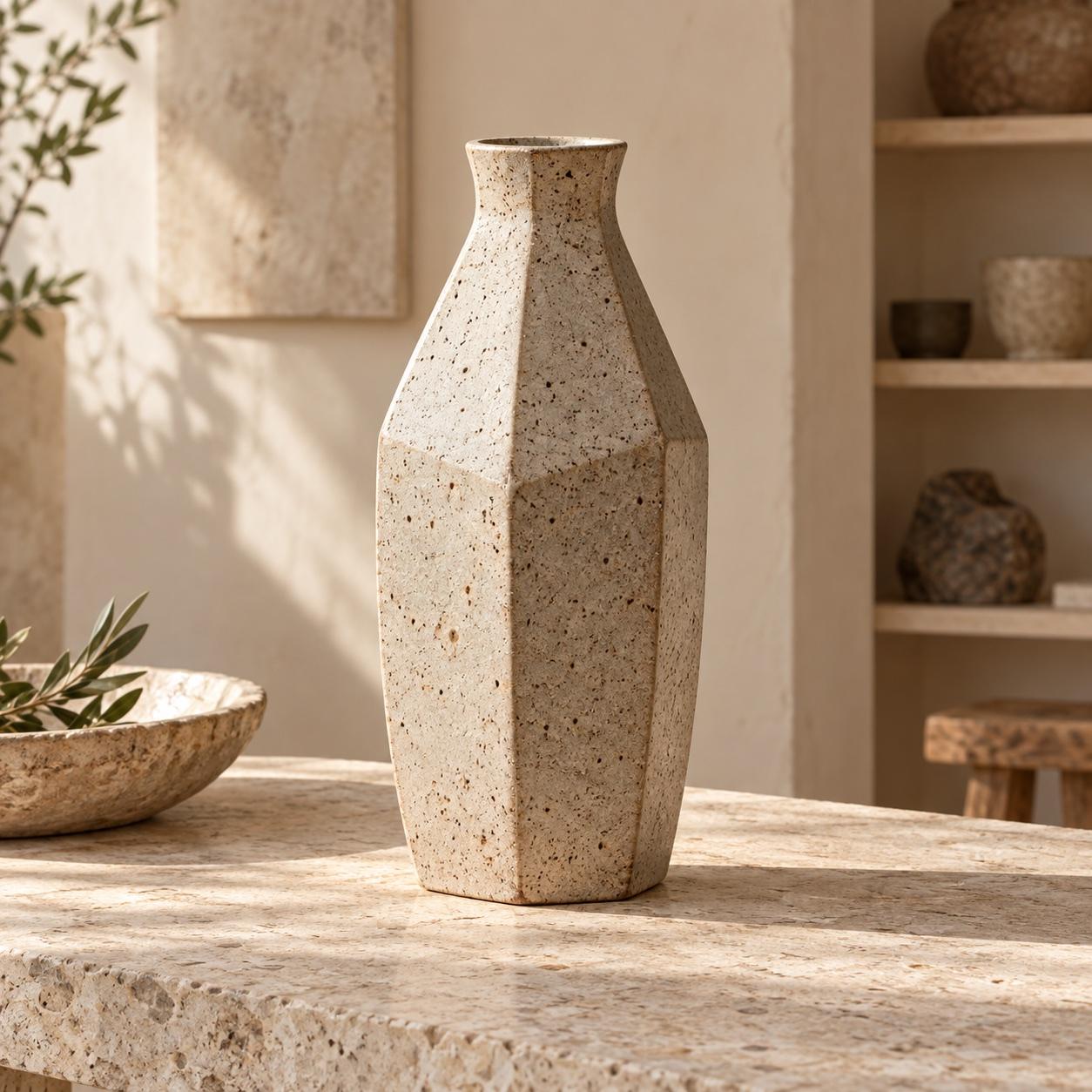 Handmade faceted ceramic vase